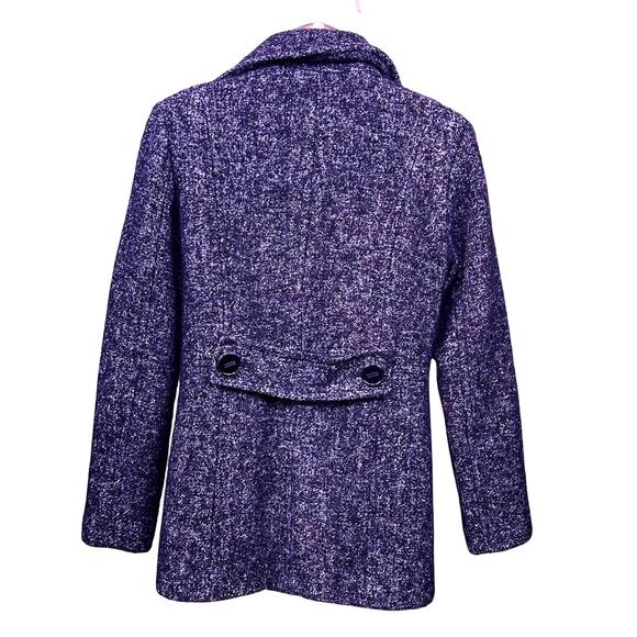 Kenneth Cole small wool tweed Women blazer pea coat double breasted black - Picture 3 of 10